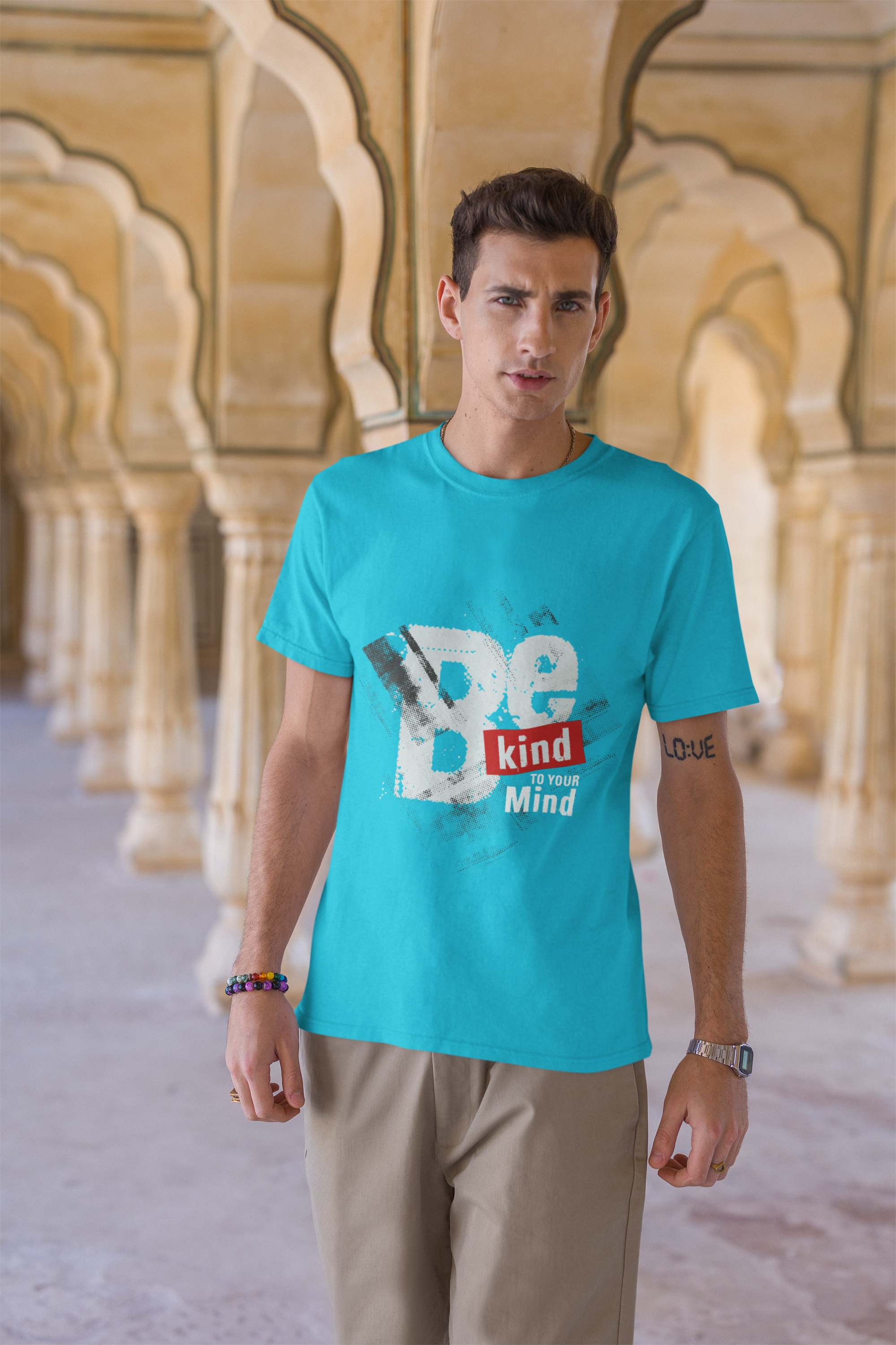 Men's SkyBlue Be Kind to Your Mind Printed Unisex Classic T-shirt