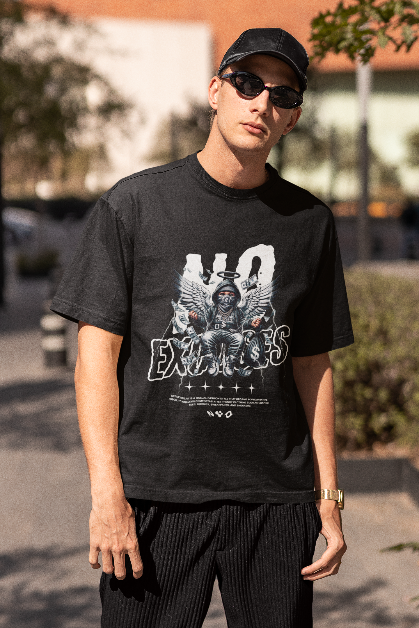Men's Black No Excuses Printed Unisex Classic T-shirt
