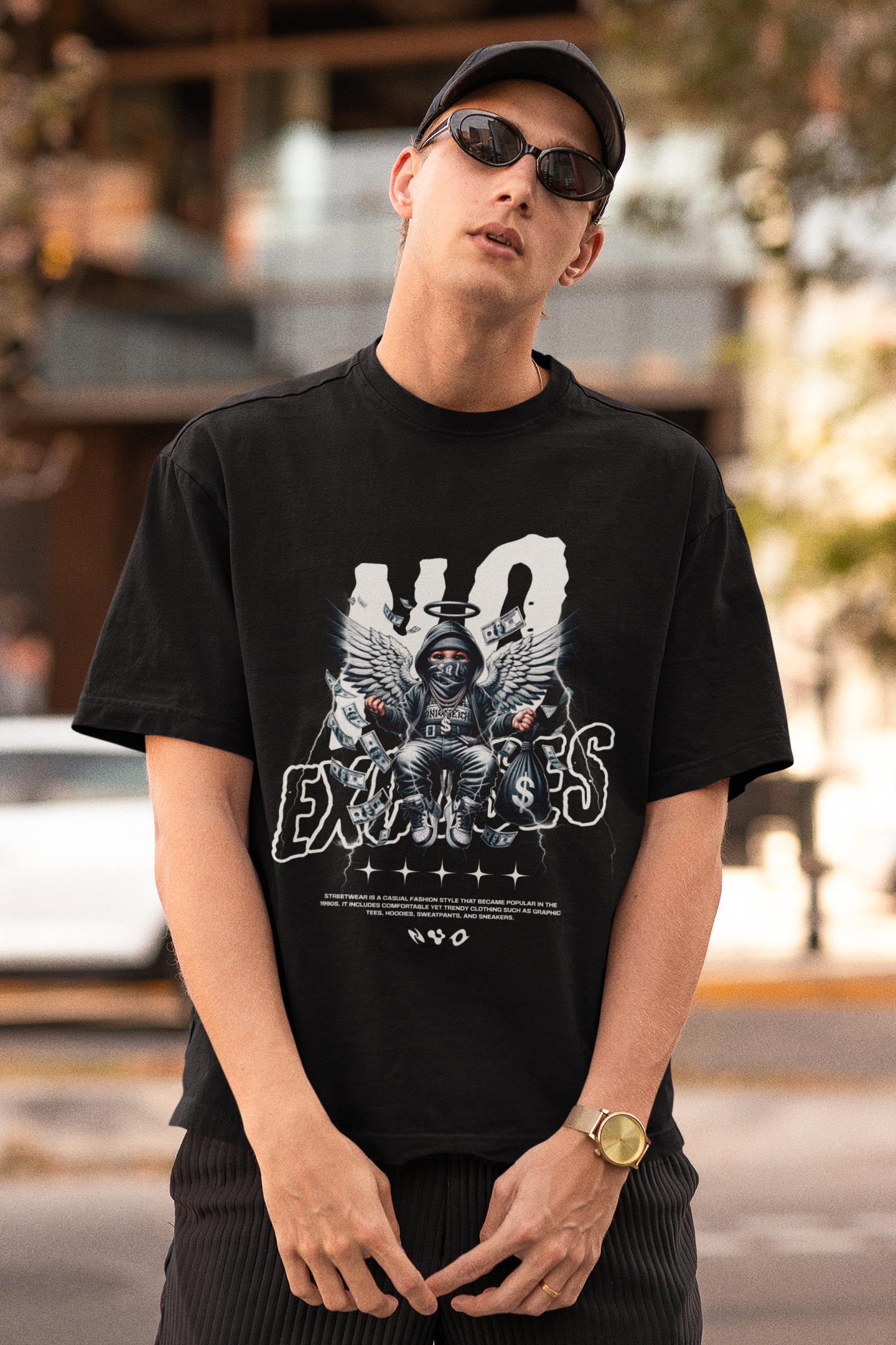 Men's Black No Excuses Printed Unisex Classic T-shirt