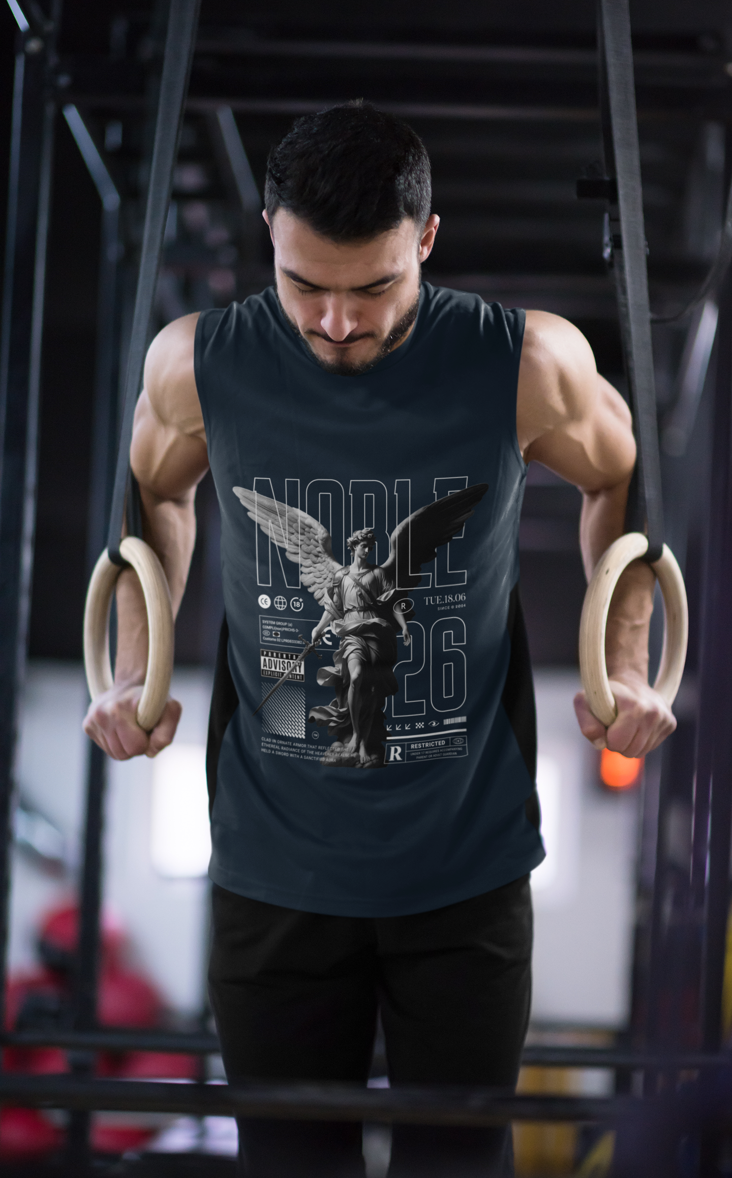 Men's Navy Blue Noble Graphic Printed Vest