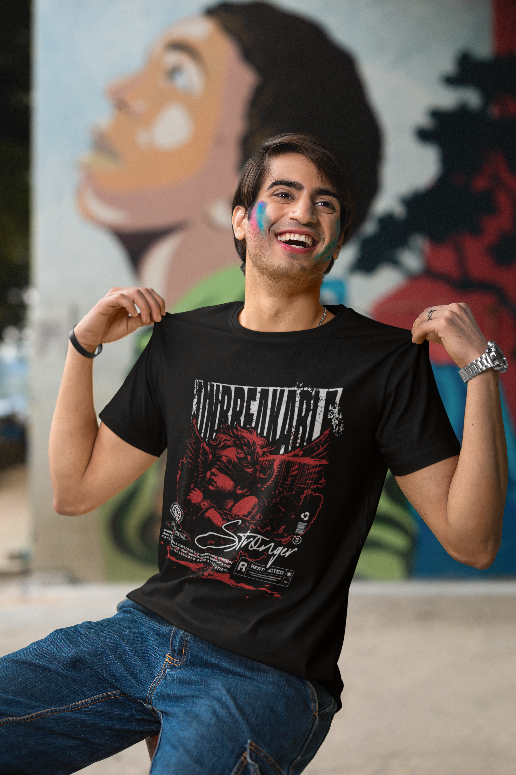 Men's Black Unbreakable Printed Unisex Classic T-shirt