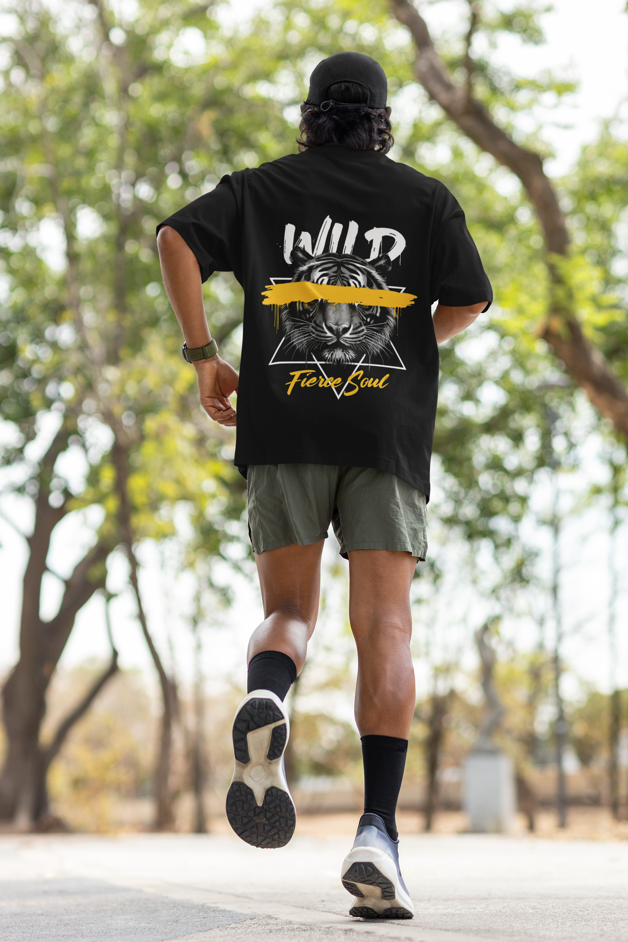 Men's Black Wild Soul Oversized Graphic Printed T-shirt