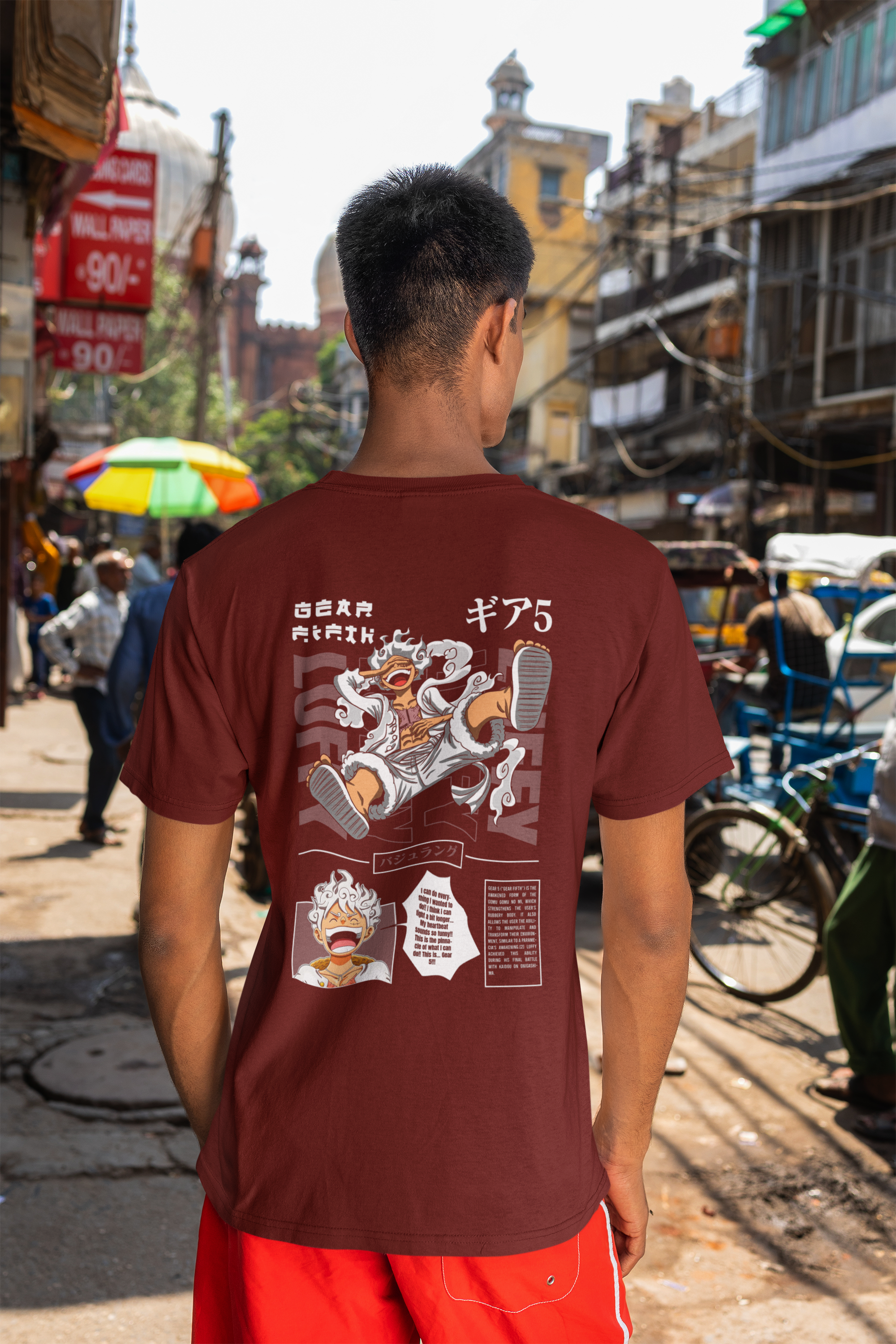 Men's Maroon LUFFY Anime Special Unisex Printed T-Shirt