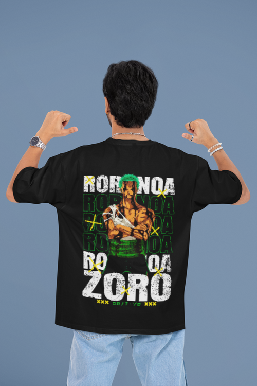 Men's Black Roronoa Zoro Anime Special Unisex Printed T-Shirt