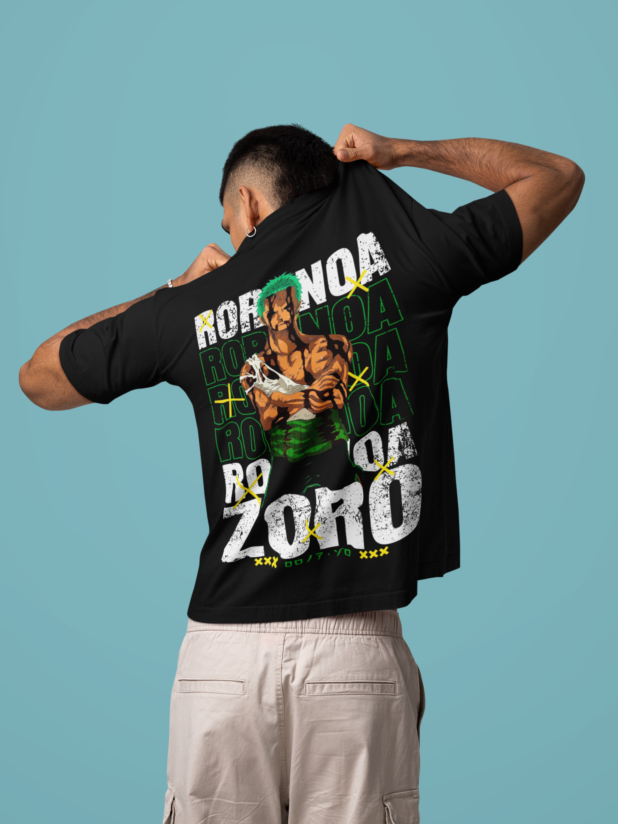 Men's Black Roronoa Zoro Anime Special Unisex Printed T-Shirt