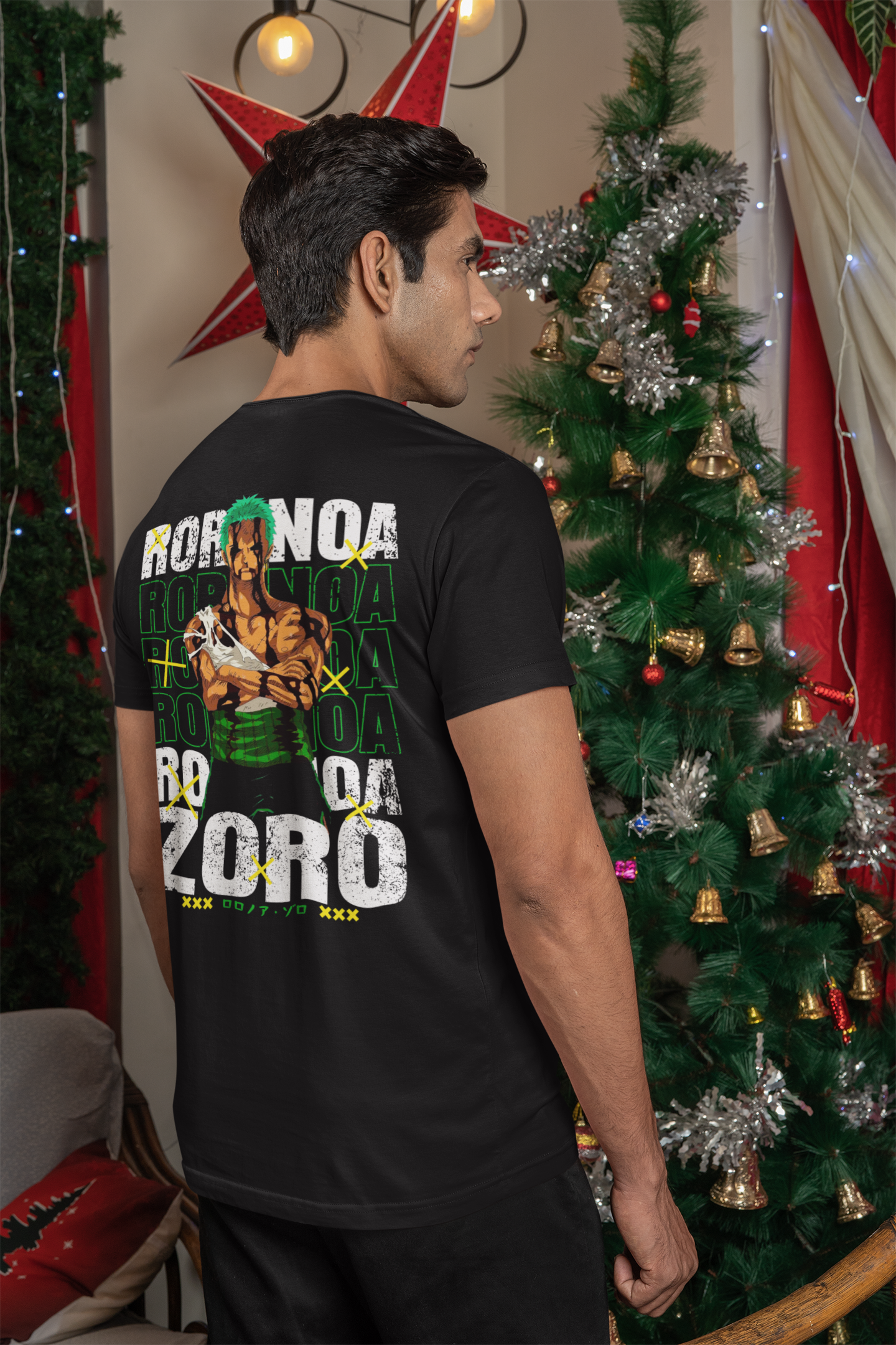 Men's Black Roronoa Zoro Anime Special Unisex Printed T-Shirt