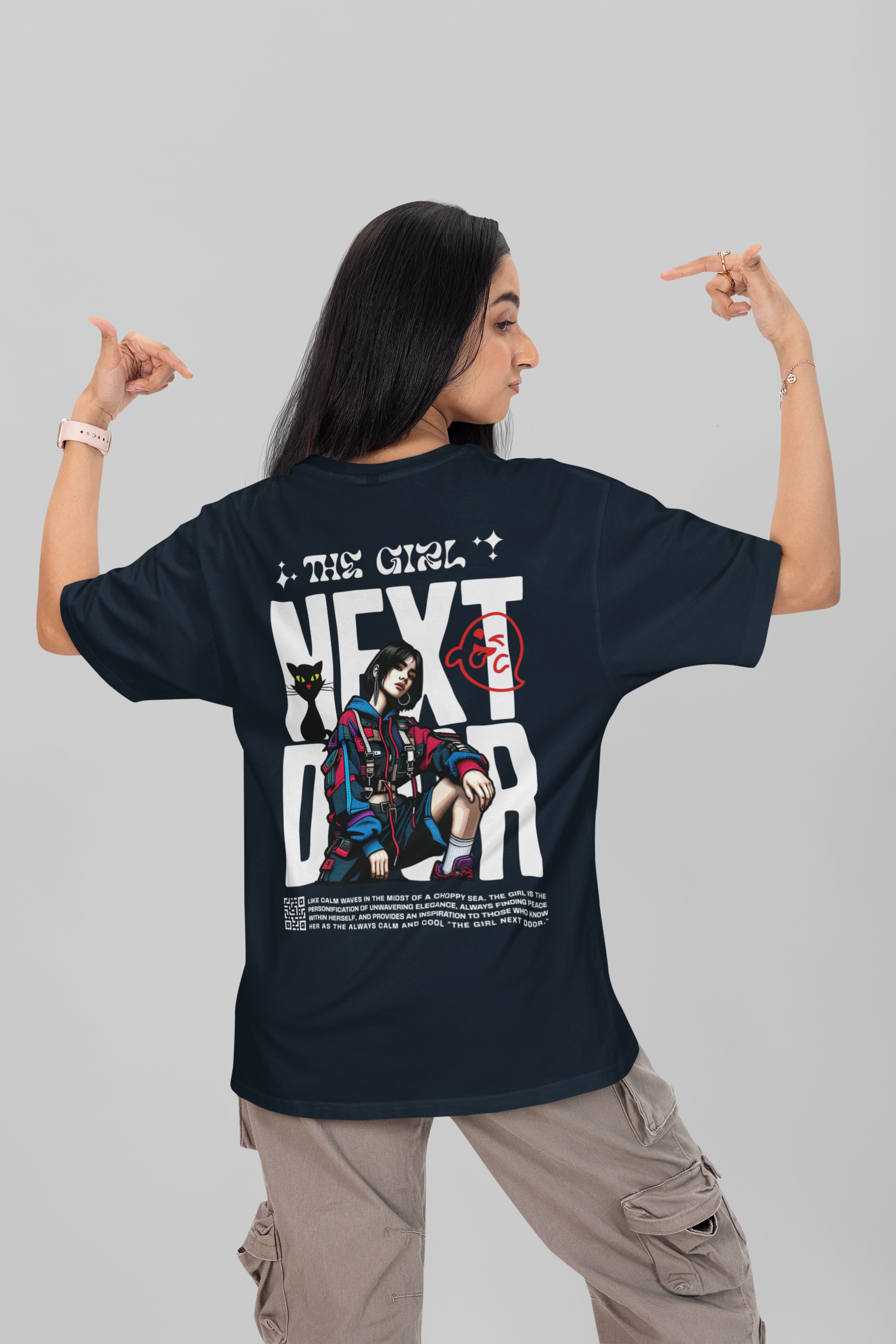 Women's The Girl Next Door Oversized Printed T-Shirt