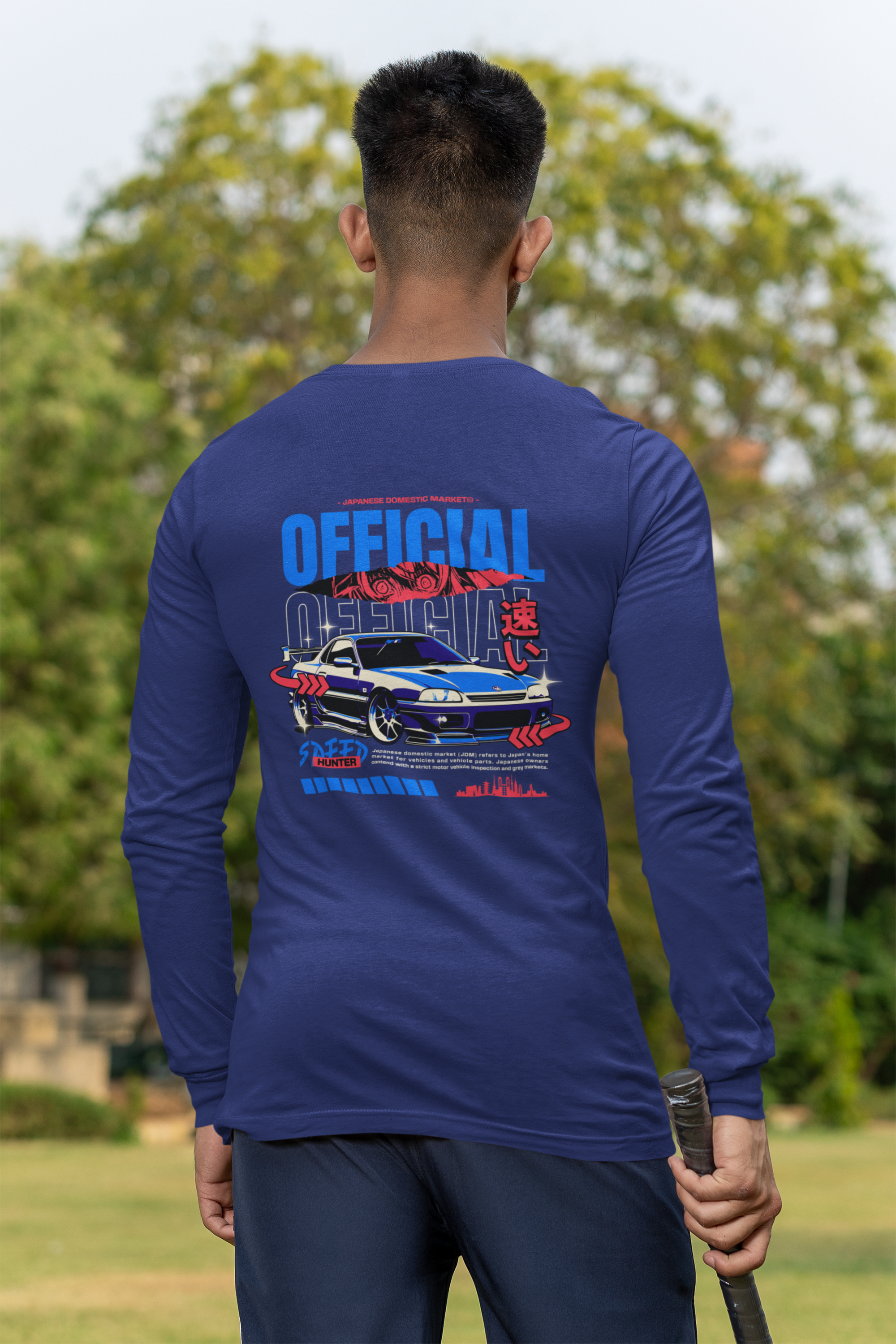 Men's Royal Blue Official Speed Hunter Graphic Printed Full Sleeve T-Shirt