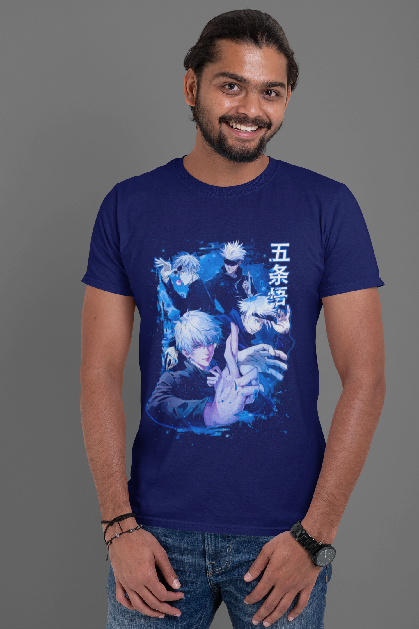 Men's Royal Blue Anime Special Unisex Printed T-Shirt