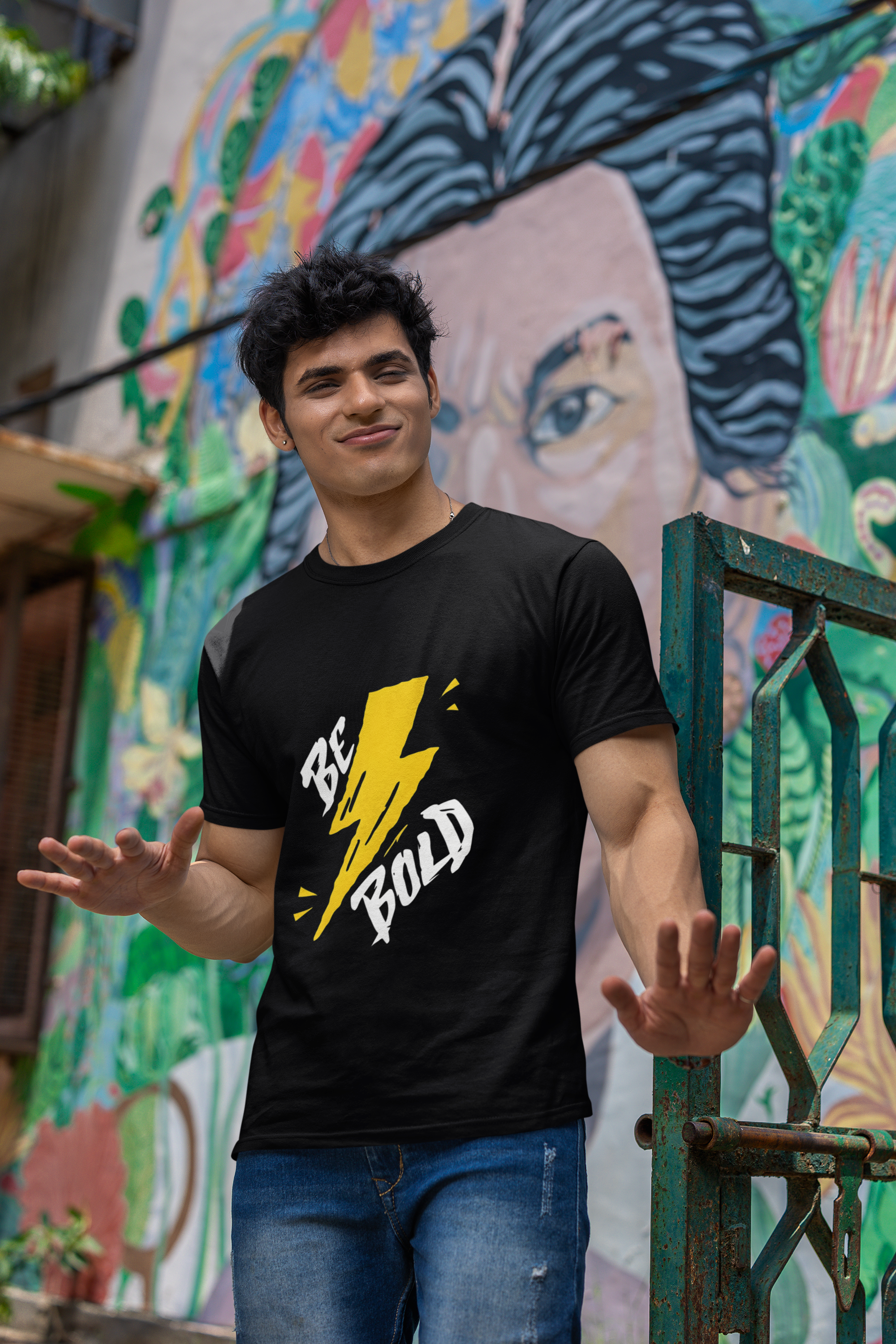 Men's Black Be Bold Graphic Printed T-shirt