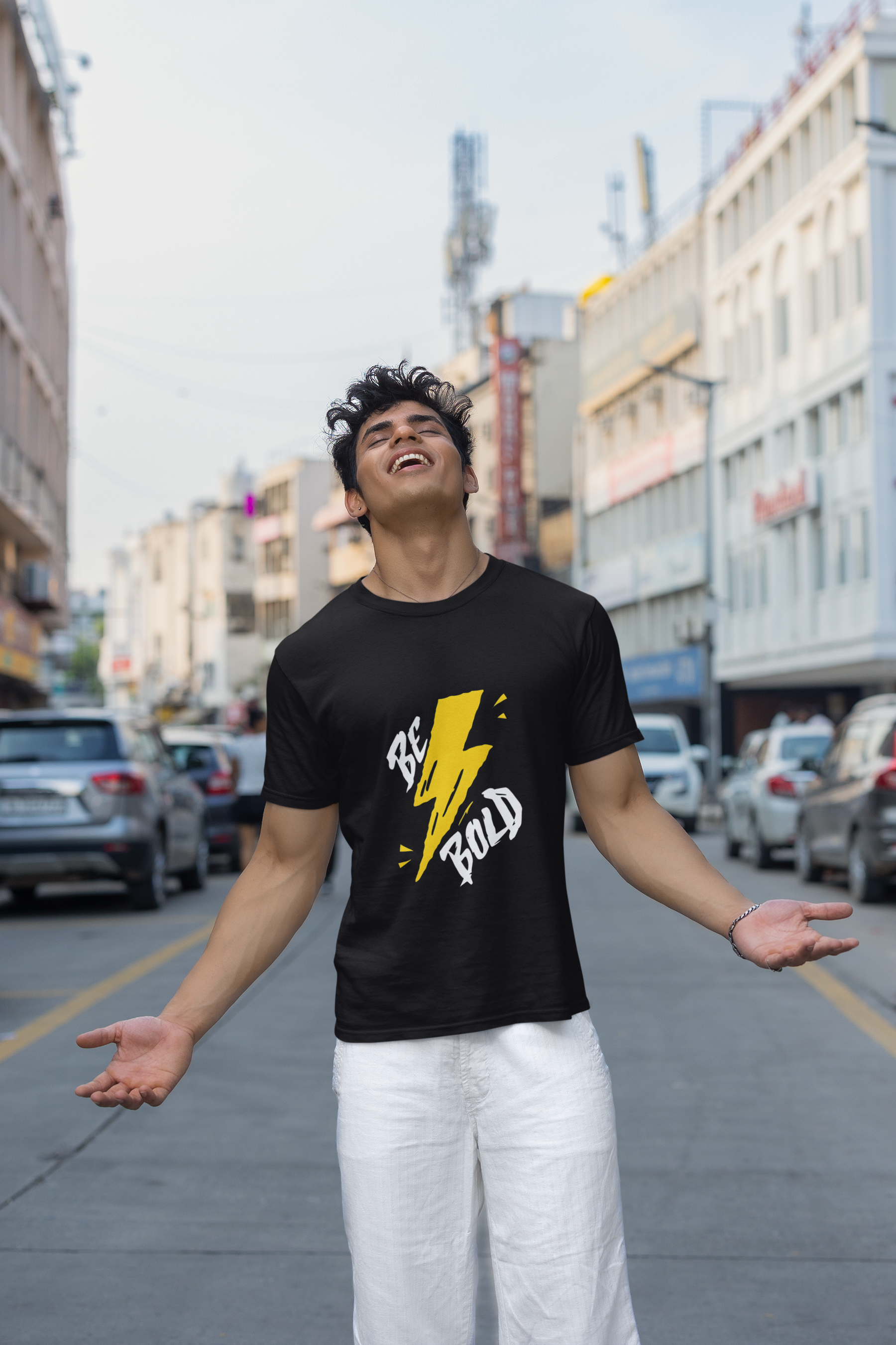 Men's Black Be Bold Graphic Printed T-shirt