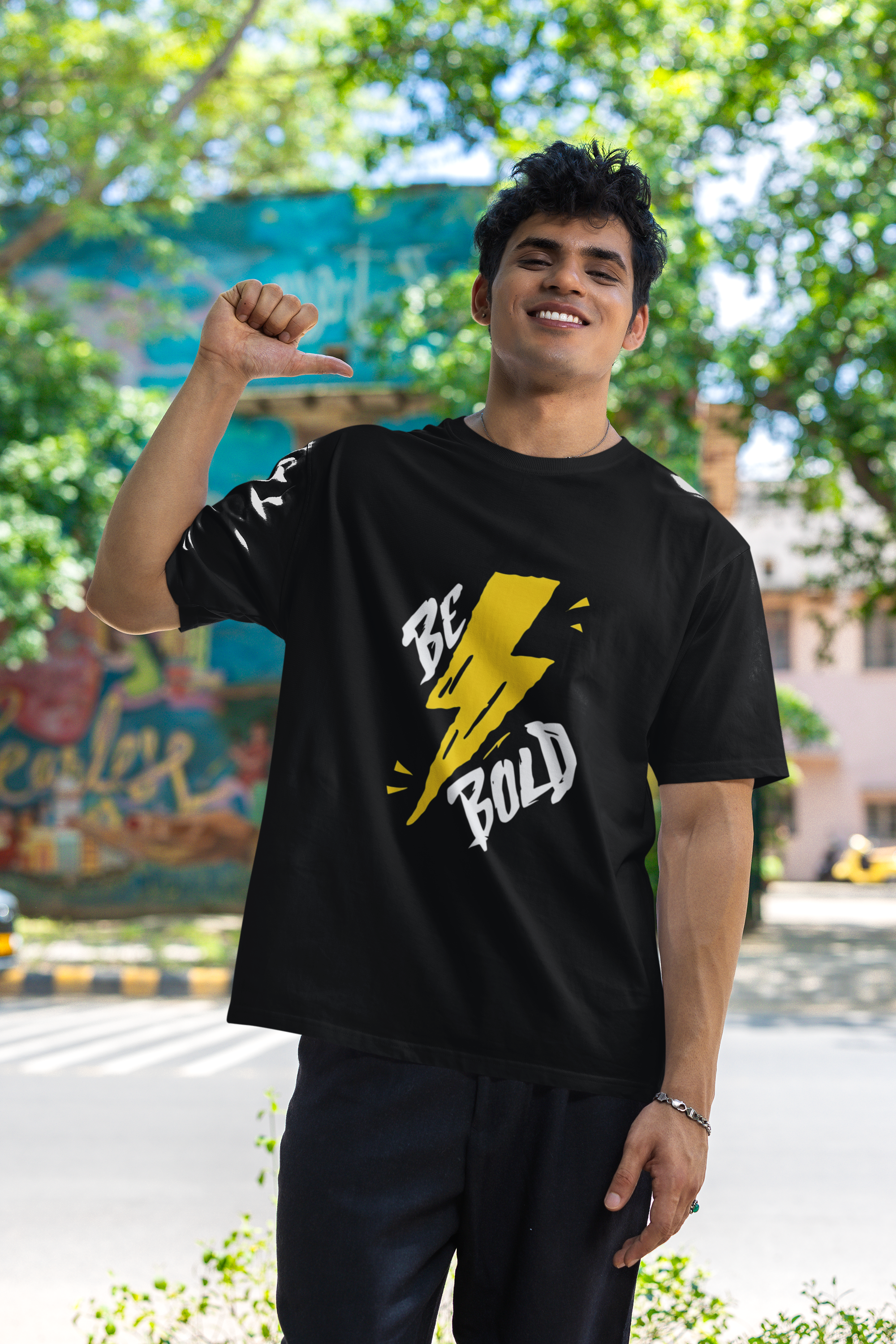 Men's Black Be Bold Graphic Printed T-shirt