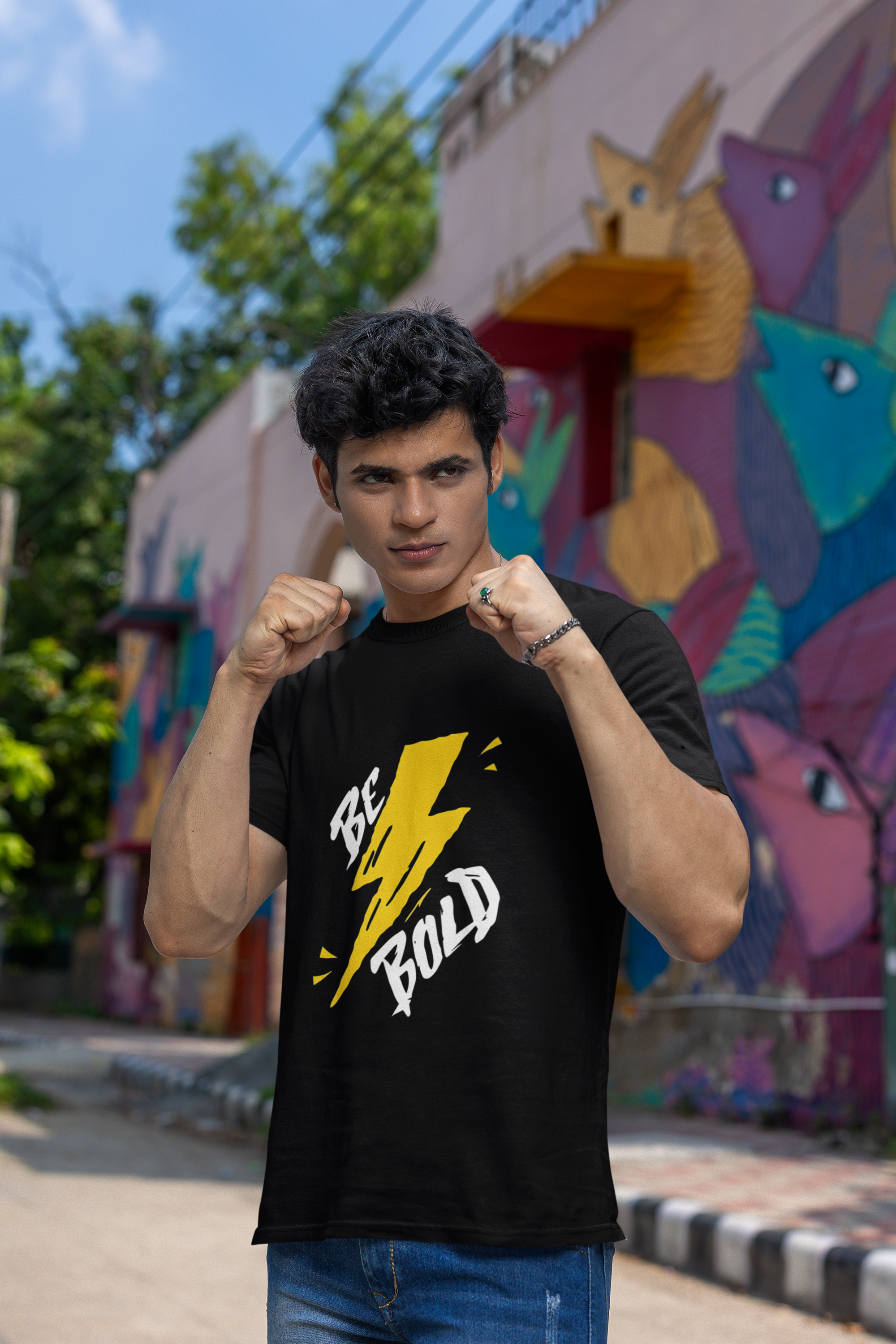Men's Black Be Bold Graphic Printed T-shirt