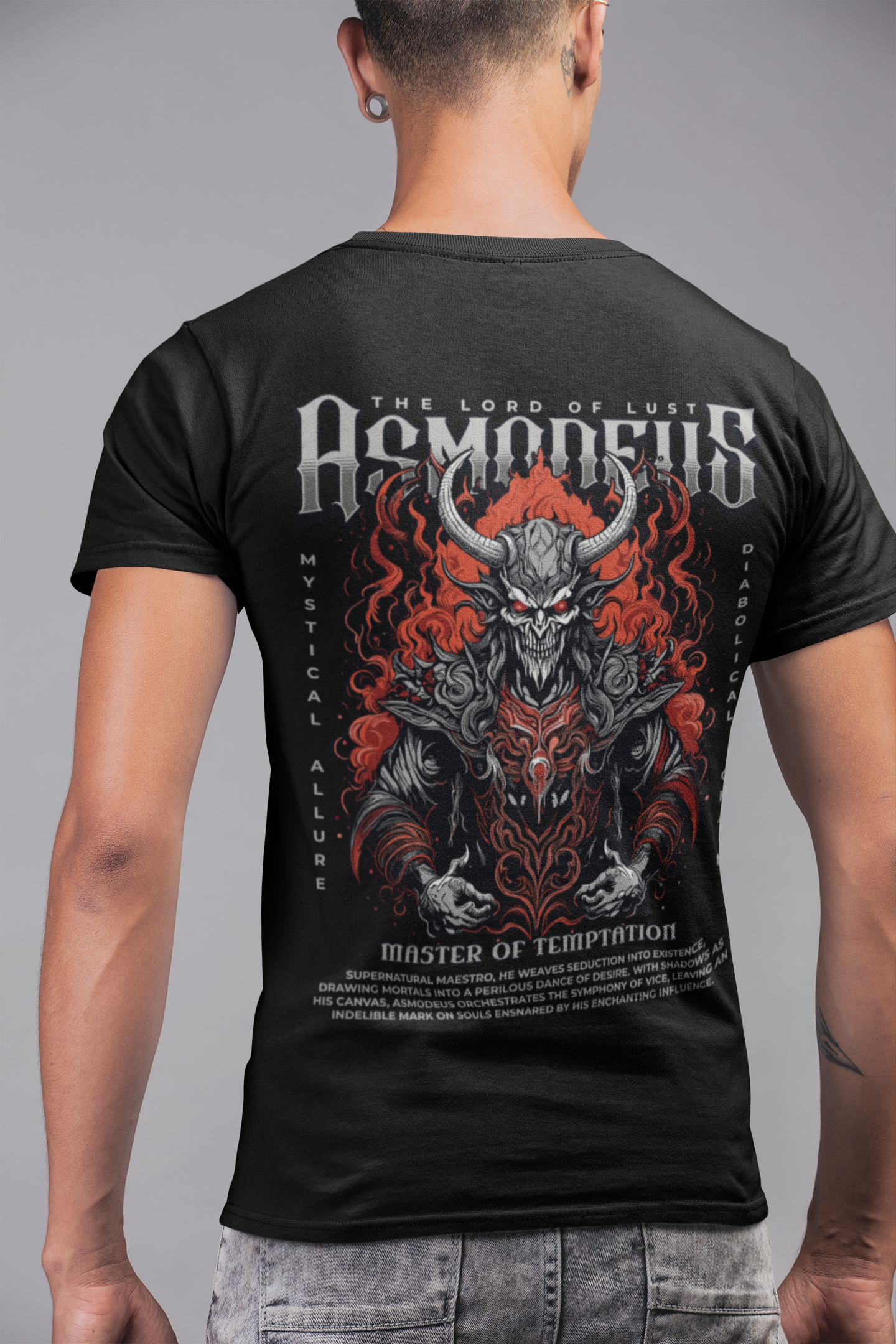 Men's Asmodeus Master of mount of Temptation Printed Classic T-shirt