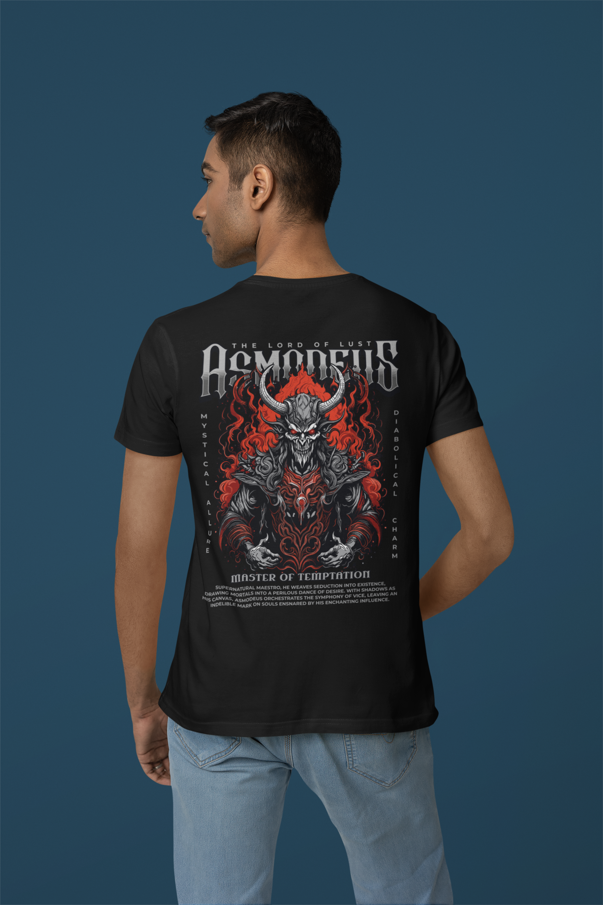 Men's Asmodeus Master of mount of Temptation Printed Classic T-shirt