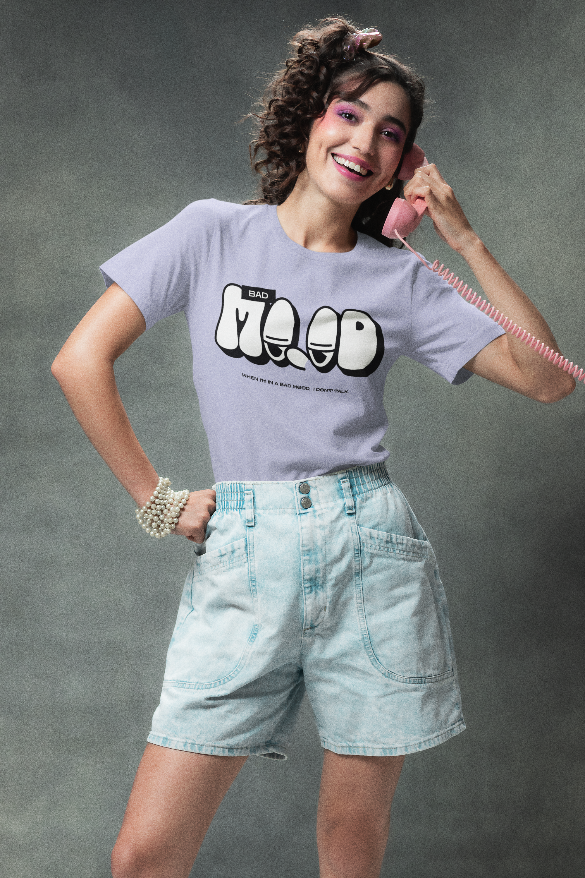 Women's Bad Mood Printed Stretch T-Shirt