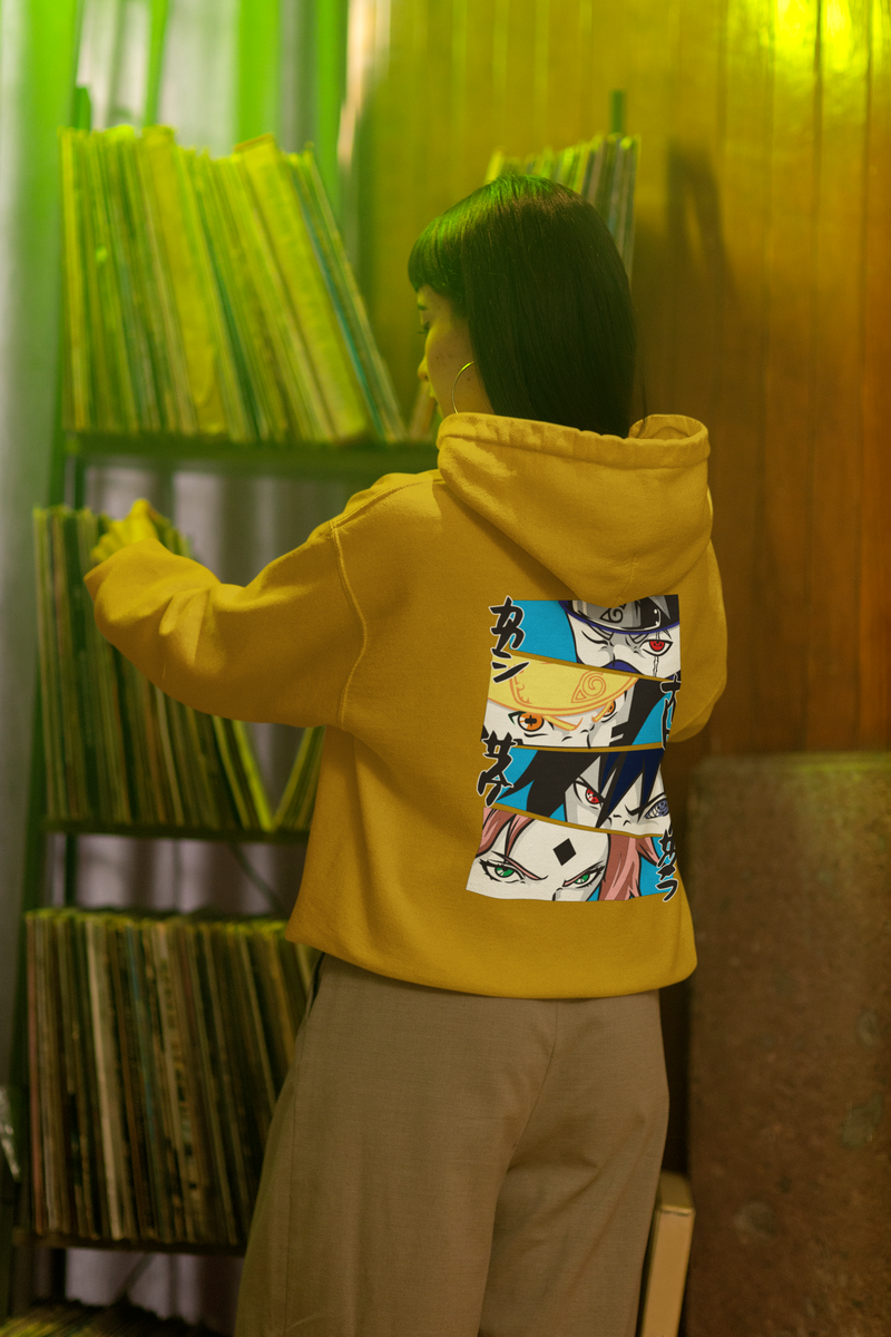 Women's Mustard Yellow NARUTO Special Graphics Printed Hoodie