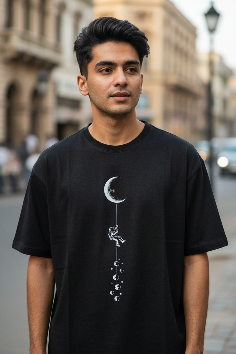 New Model Zoomed Black Tee Mockup