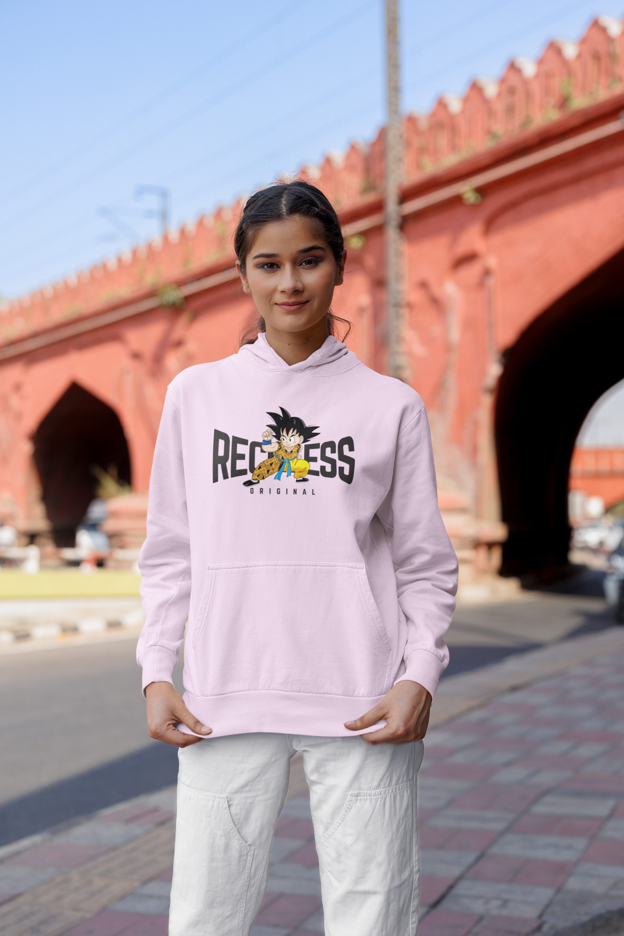 Women's Light Baby Pink Dragon Ball Special Oversized Hoodie