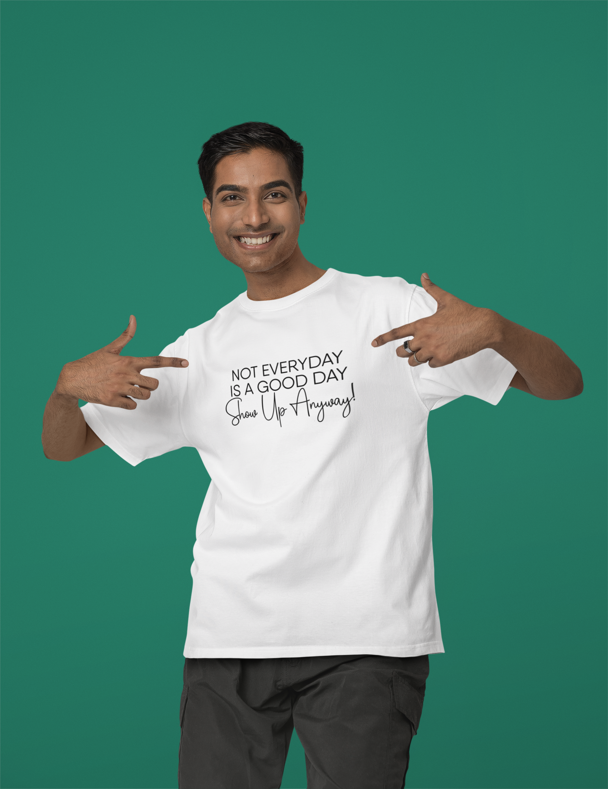 Men's White Not Everyday Is A Good Day Oversized Printed T-shirt