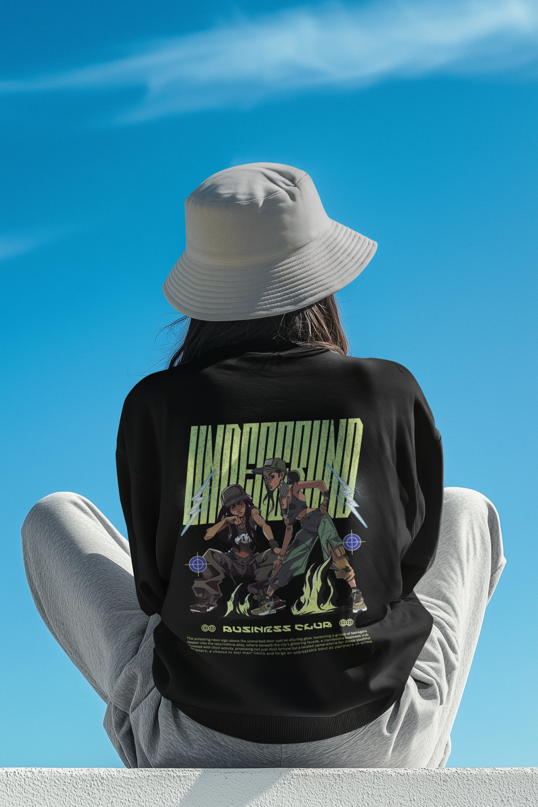 Women's Black Underground Business Club Oversized Sweatshirt