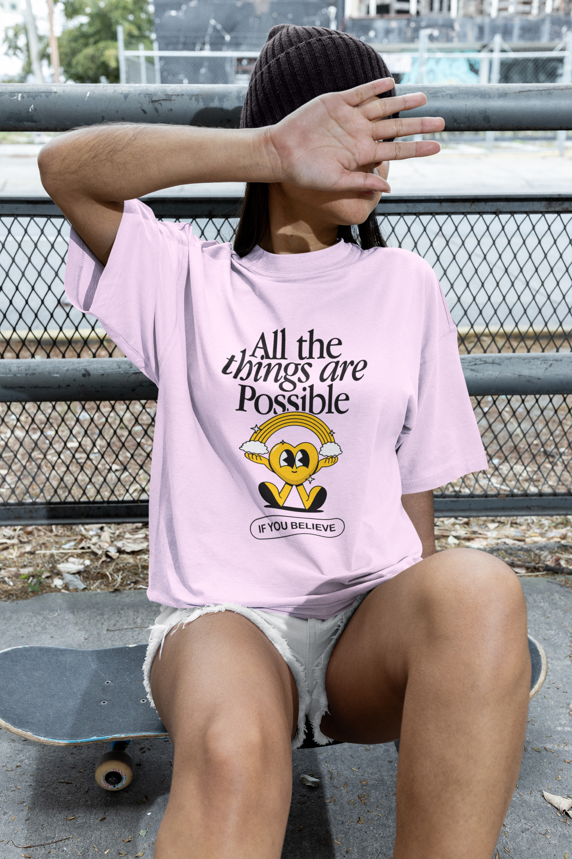 Women's Flamingo All the things are Possible Oversized T-Shirt