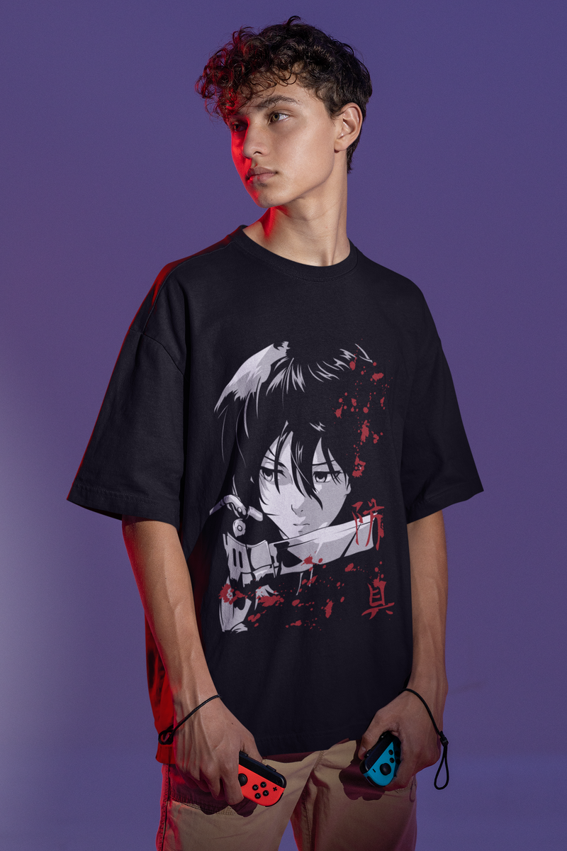 Men's Black ATAQUEA LOS TITANES Oversized Printed T-Shirt