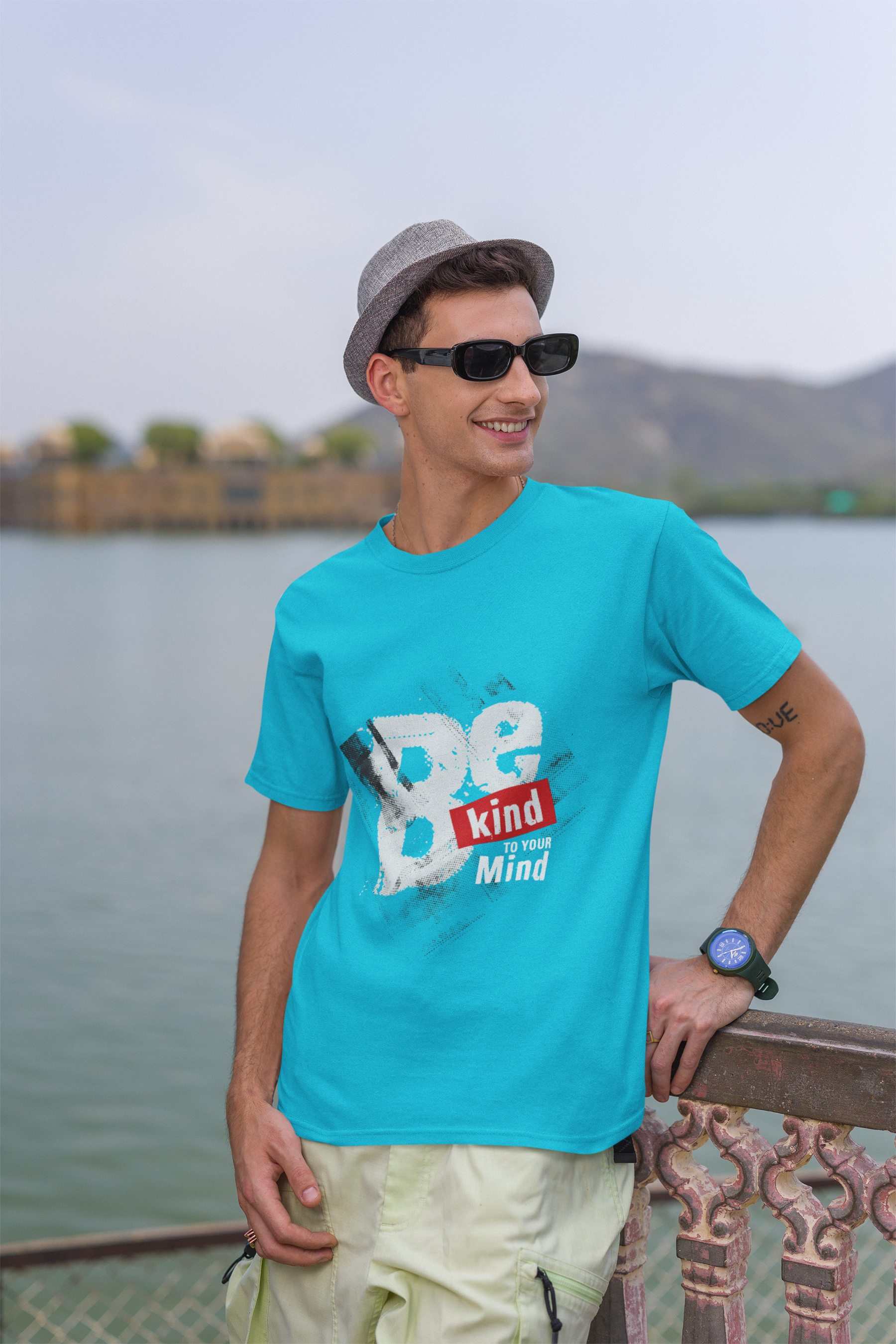 Men's SkyBlue Be Kind to Your Mind Printed Unisex Classic T-shirt