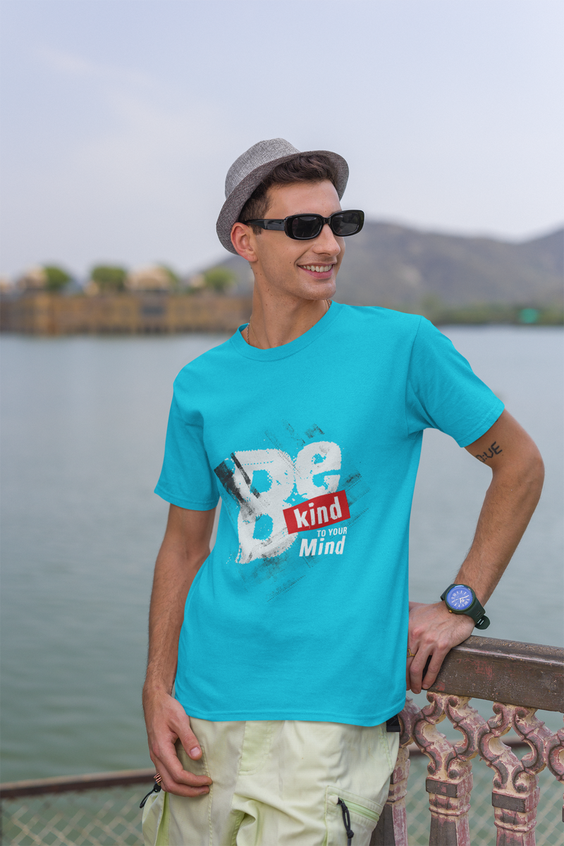 Men's SkyBlue Be Kind to Your Mind Printed Unisex Classic T-shirt