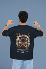 Men's Navy Blue Chaser Oversized Printed T-shirt