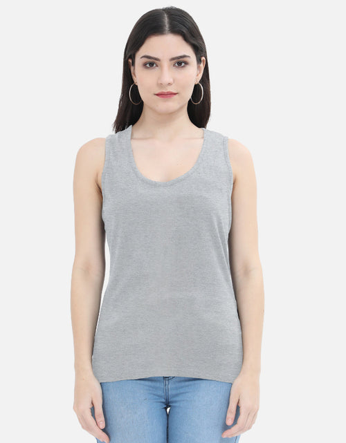 Women's Grey Melange Slim Fit Tank Top