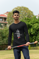 Men's Black Future Graphic Printed Full Sleeve T-Shirt