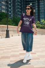 Women's Purple It's All About Money Oversized Printed T-Shirt