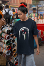 Women's Navy Blue Maa Special Oversized T-Shirt