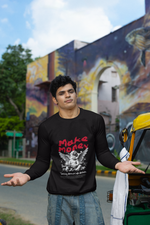 Men's Black Make Money Graphic Printed Unisex Sweatshirt