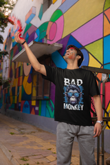 Men's Black Bad Monkey Graphic Printed T-shirt