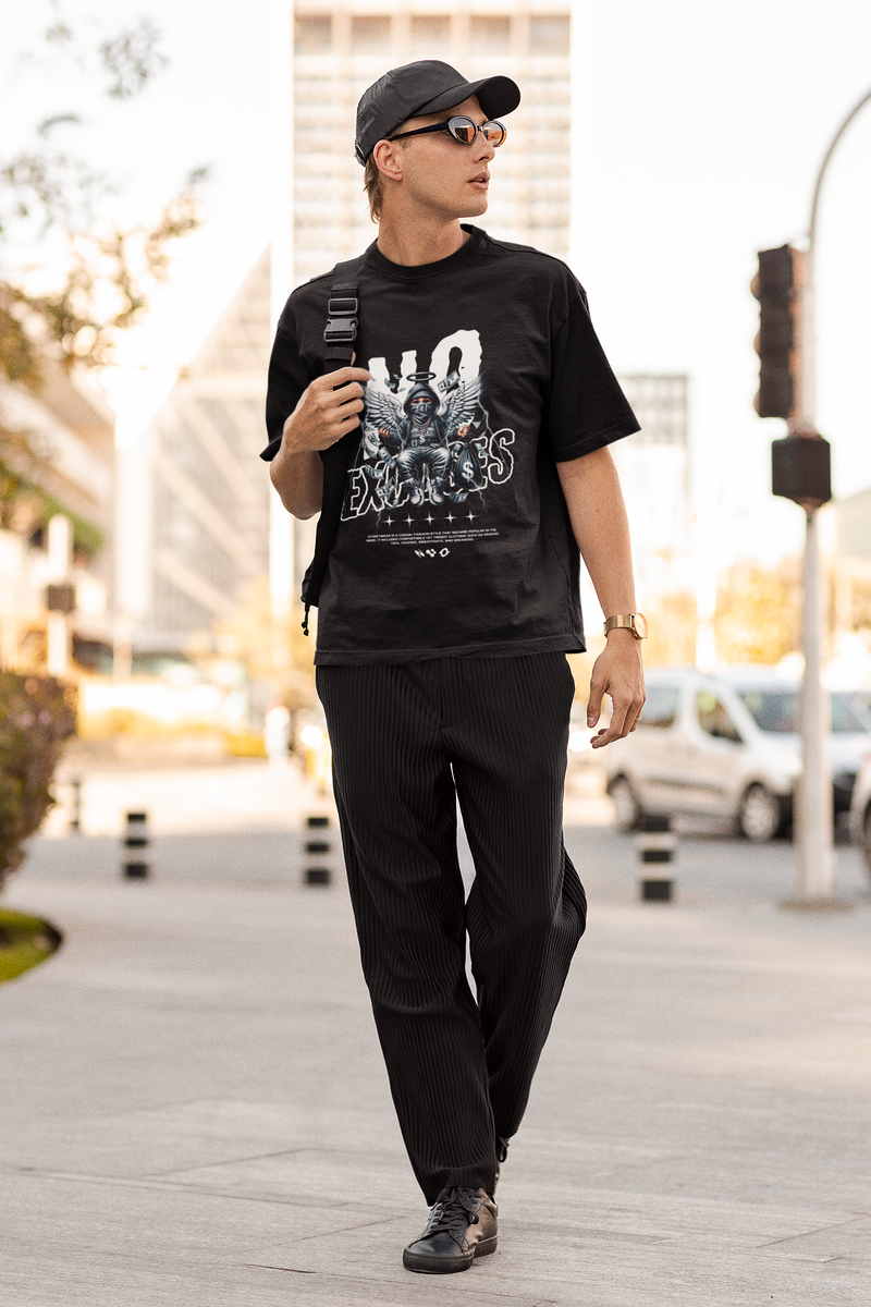 Men's Black No Excuses Printed Unisex Classic T-shirt