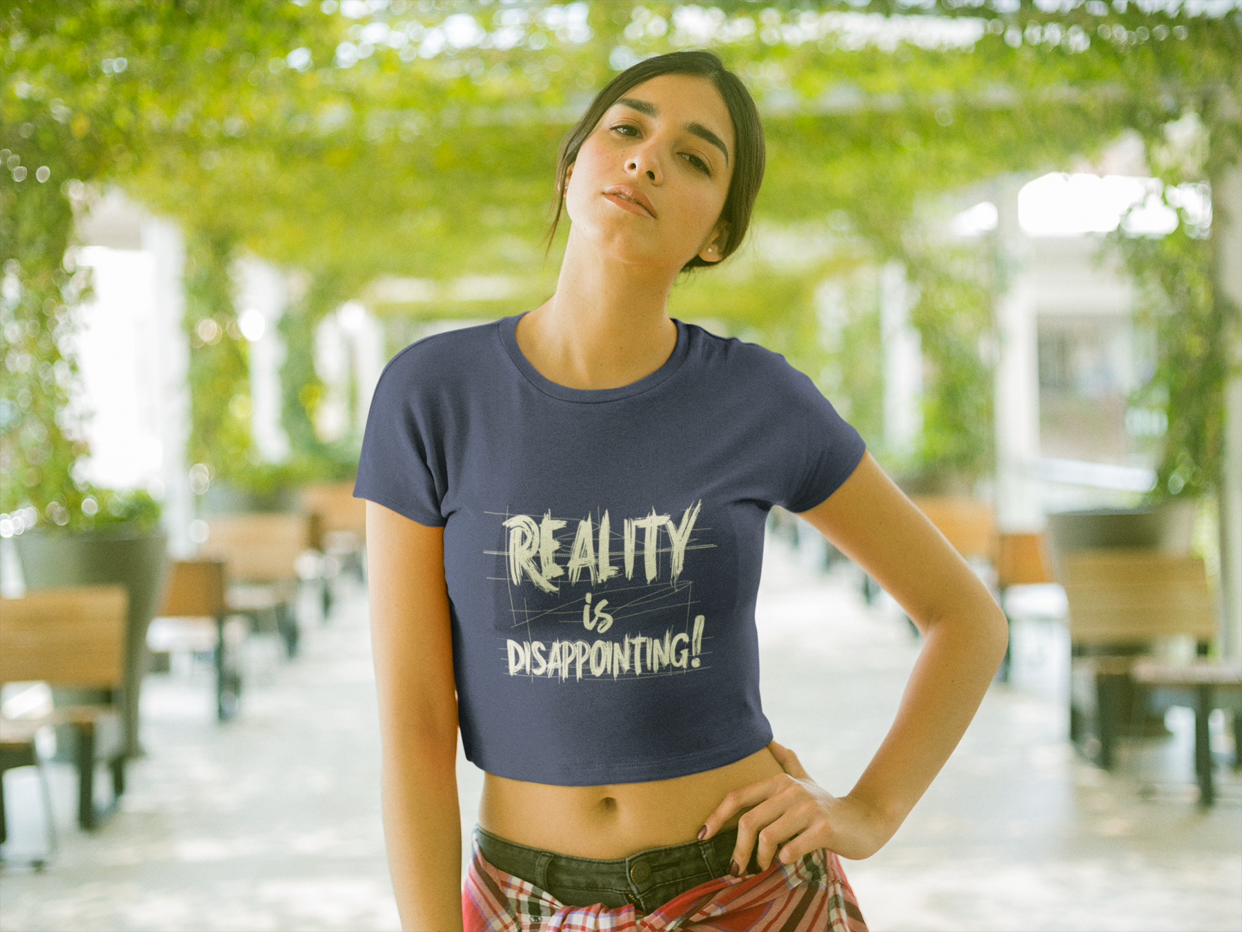 Women's Navy Blue Graphic Printed Short Top