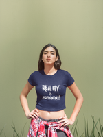 Women's Navy Blue Graphic Printed Short Top
