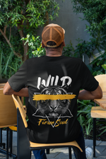 Men's Black Wild Soul Oversized Graphic Printed T-shirt