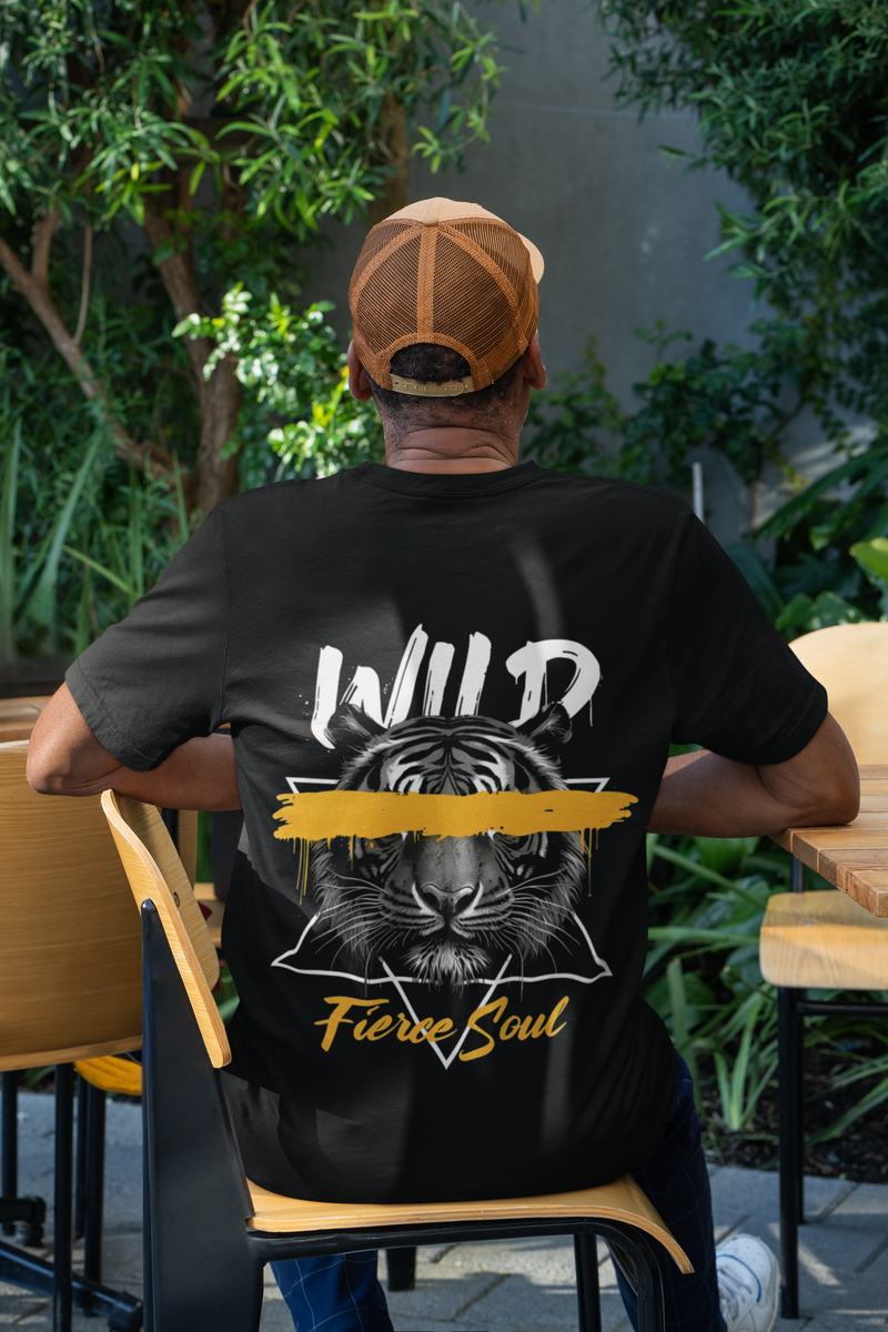 Men's Black Wild Soul Oversized Graphic Printed T-shirt