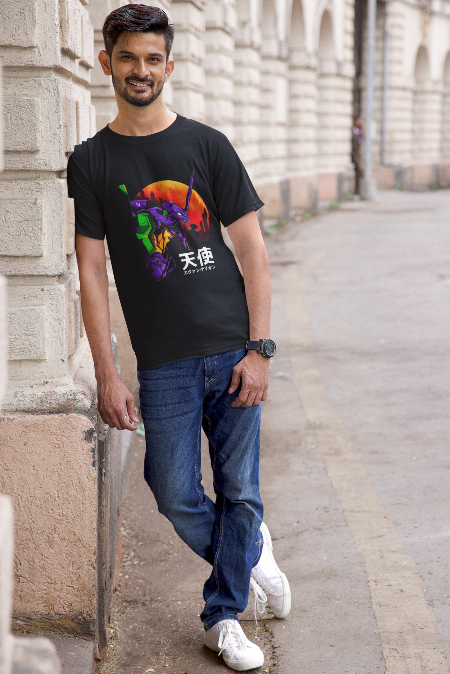 Men's Black Anime Special Unisex Printed T-Shirt