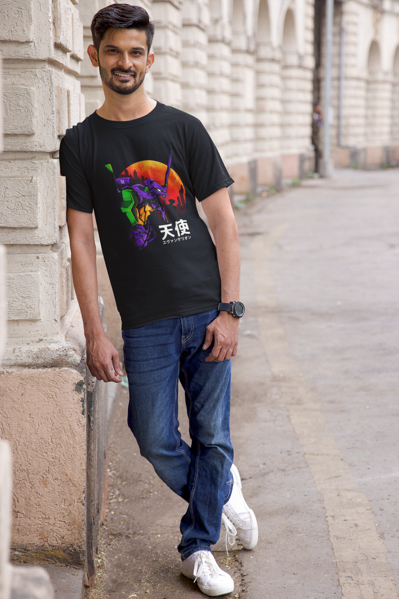 Men's Black Anime Special Unisex Printed T-Shirt
