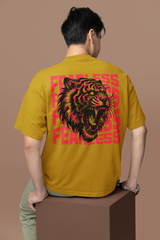 Men's Funnki Fearless Tiger Special Printed Oversized Classic T-shirt