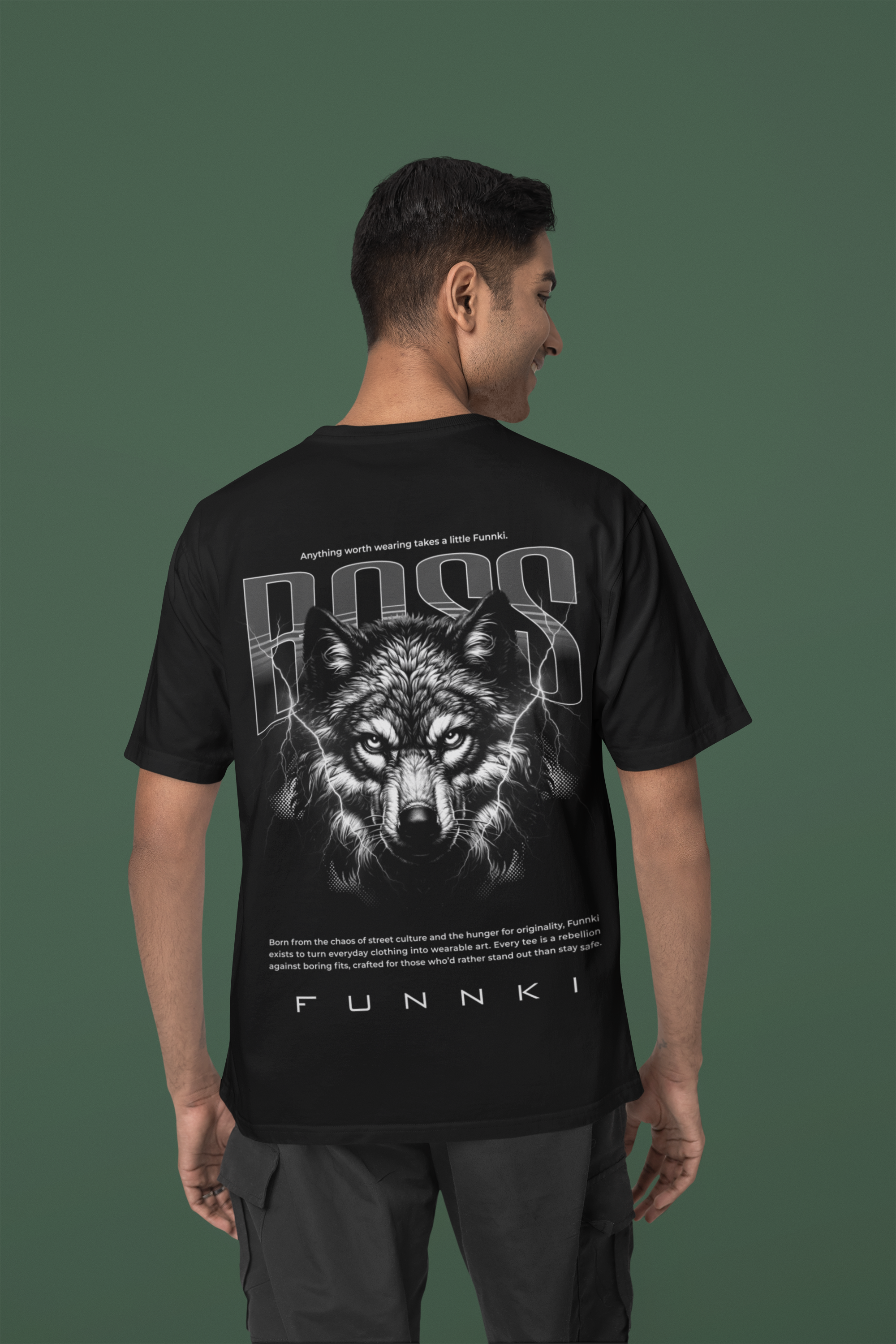 Men's Black Funnki The Boss Special Printed Unisex Classic T-shirt