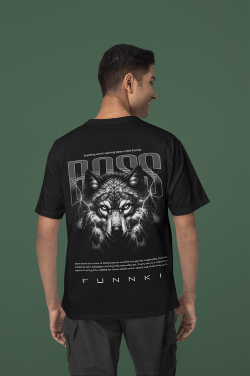 Men's Black Funnki The Boss Special Printed Unisex Classic T-shirt