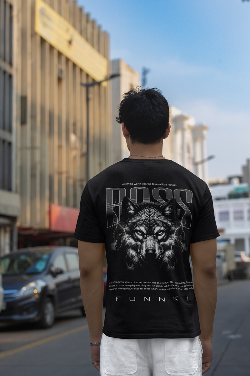 Men's Black Funnki The Boss Special Printed Unisex Classic T-shirt