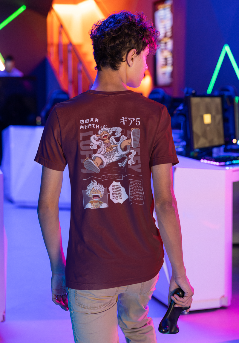 Men's Maroon LUFFY Anime Special Unisex Printed T-Shirt