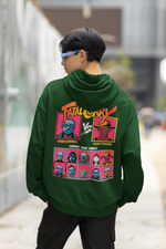 Men's Bottle Green Fatal Curry Printed Oversized Hoodie