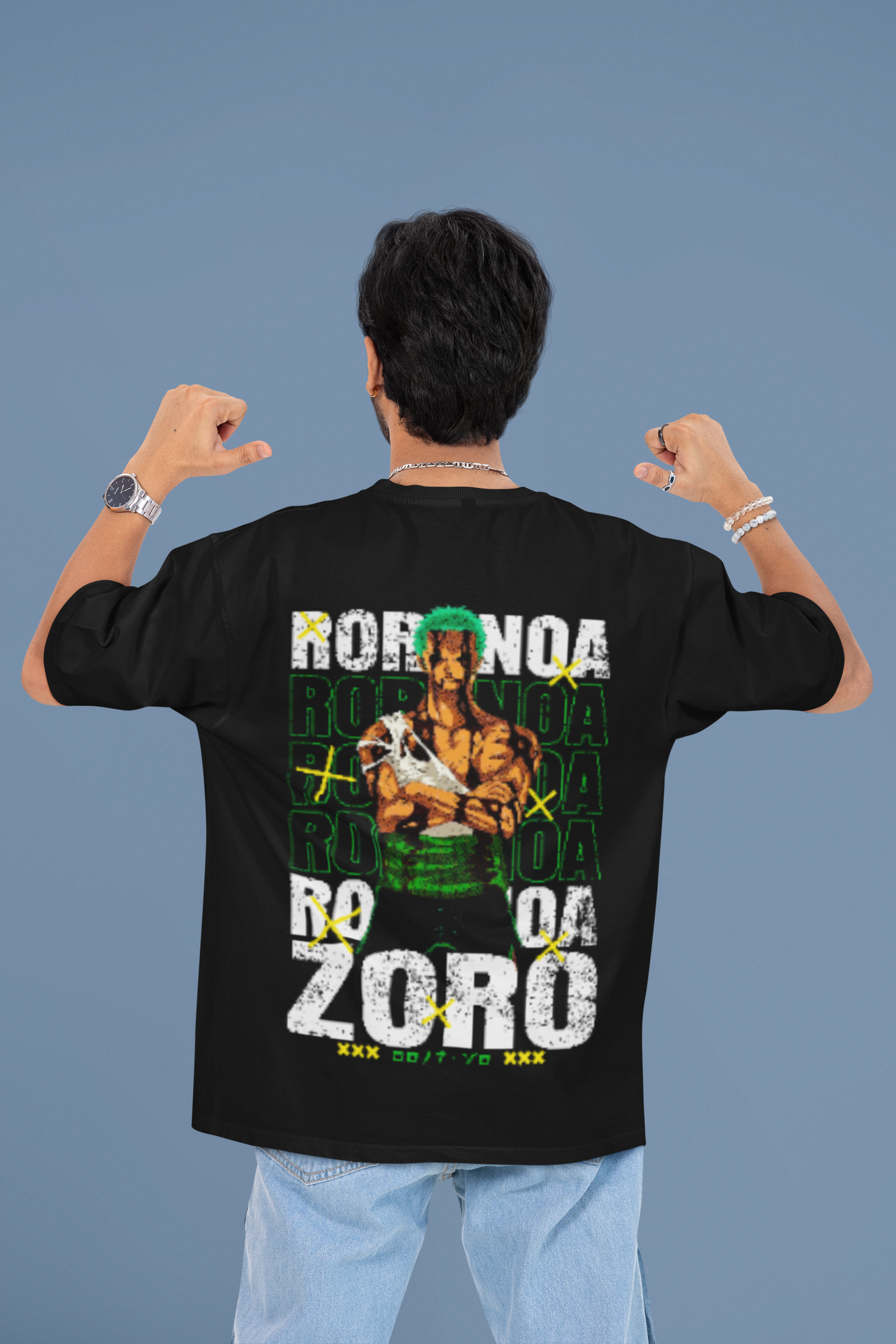 Men's Black Roronoa Zoro Anime Special Unisex Printed T-Shirt